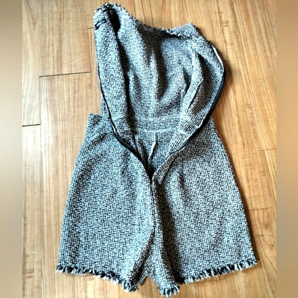 Shein Tweed Sleeveless Romper w/Fringed Hem Sz M