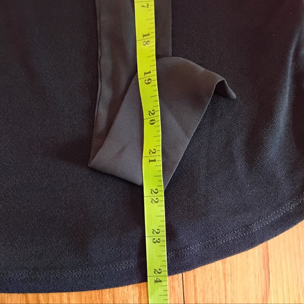 NY & Company 7th Avenue Navy Bow Blouse – Sheer Flutter Sleeves – Size S NWT