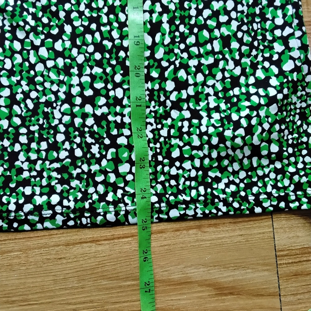 Michael Kors Abstract Green & Black Gold Chain Detail Blouse Sz Small NWOT