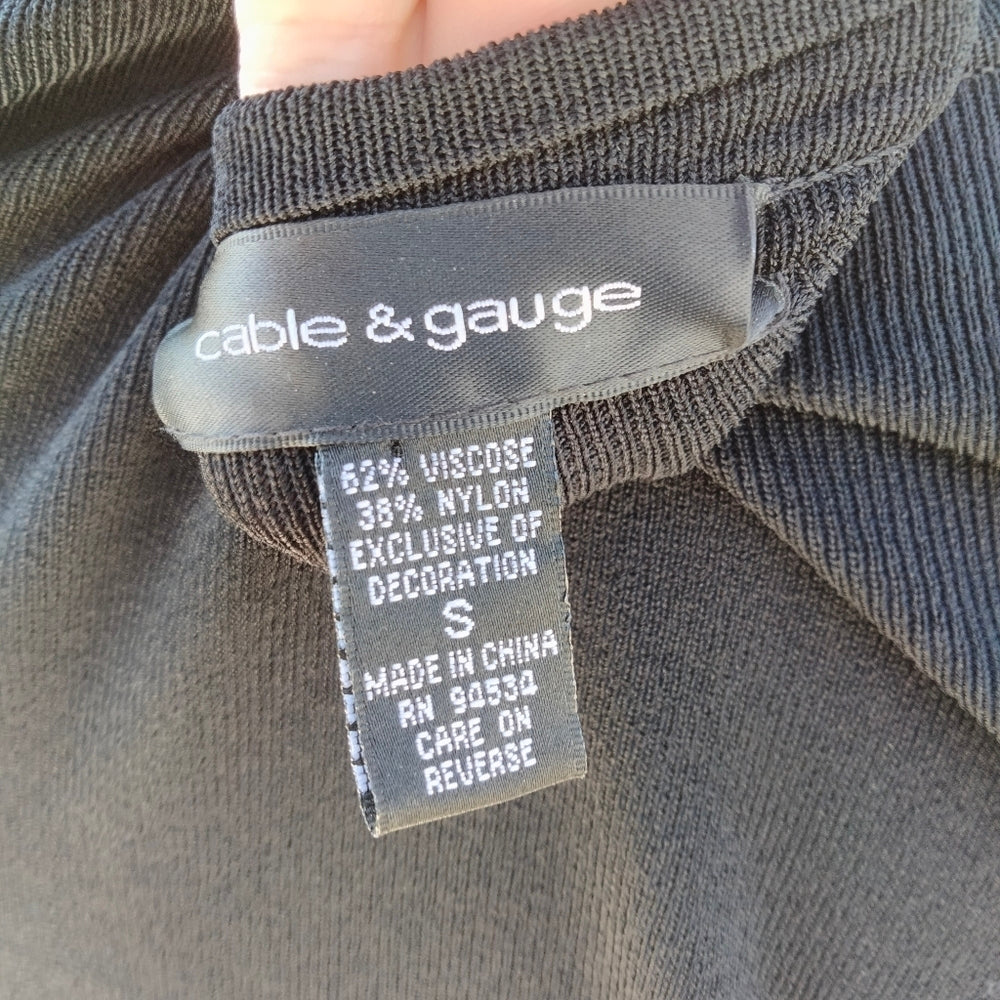 Cable & Gauge Sophisticated Black Embellished Statement Top Size Small