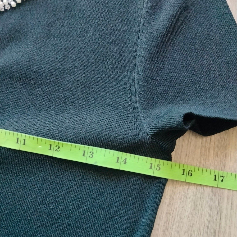 Cable & Gauge Sophisticated Black Embellished Statement Top Size Small