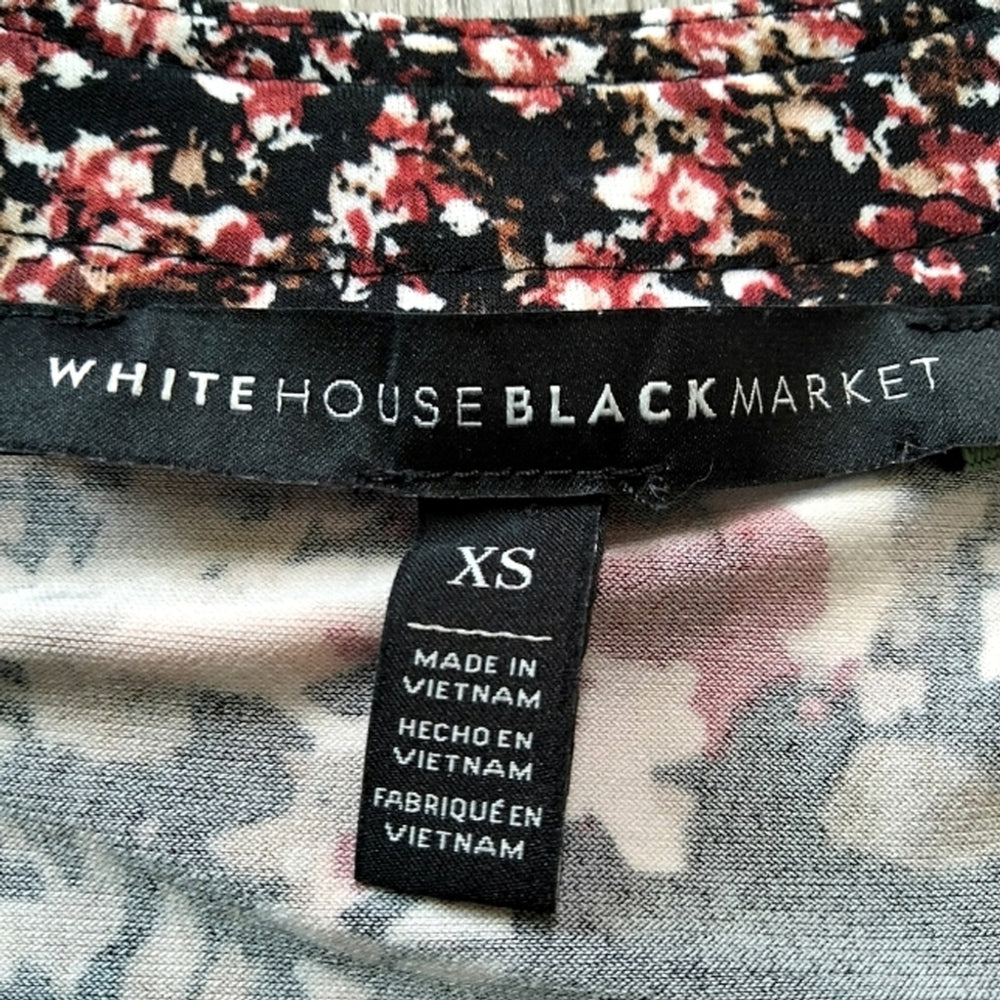 WHBM Black Floral Sleeveless Lace Up w/Tassels & Scoop Neck Tunic Size XS