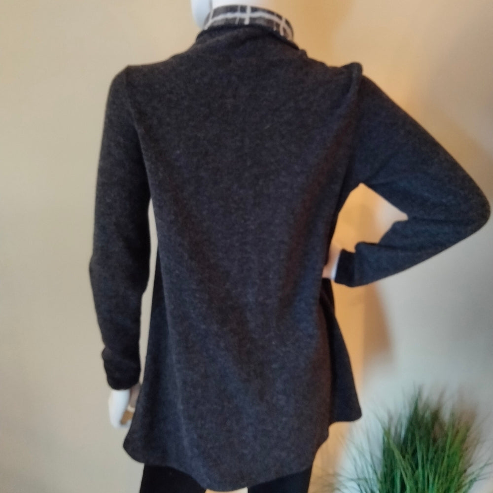 Lily London Super Warm & Cozy Cowl Neck Dress with Abstract Plaid Accents Sz Medium