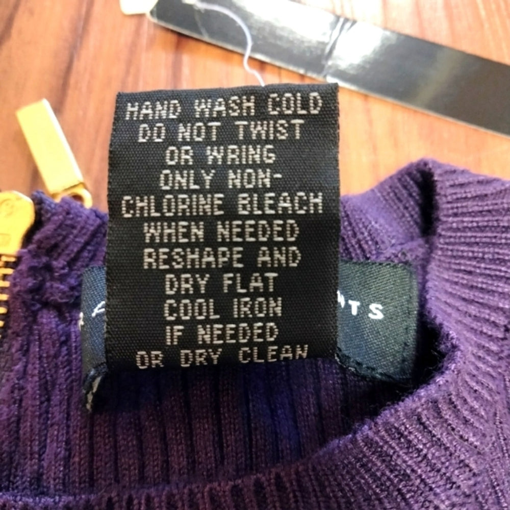 Grace Elements Elegant Purple Ribbed Peplum Top Size Petite Small NWT