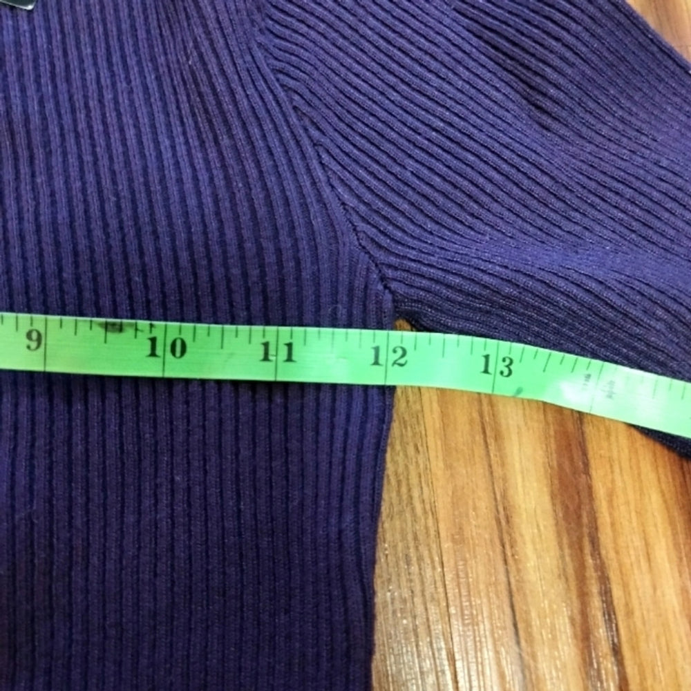 Grace Elements Elegant Purple Ribbed Peplum Top Size Petite Small NWT