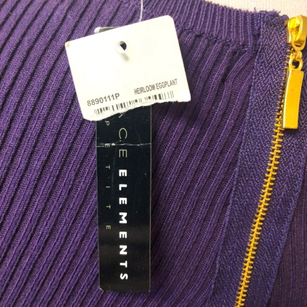 Grace Elements Elegant Purple Ribbed Peplum Top Size Petite Small NWT