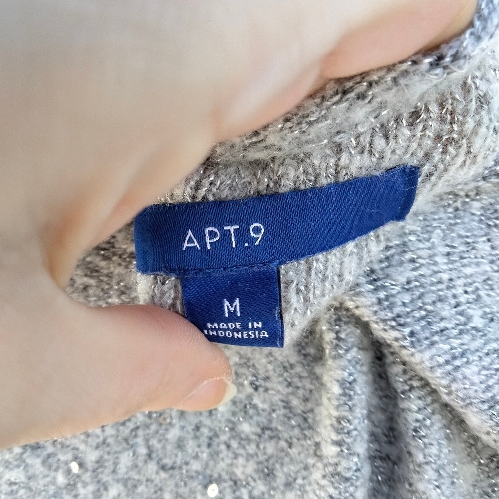 Apt. 9 Sparkling Scoop Neck Asymmetrical Cut Sweater Size Medium