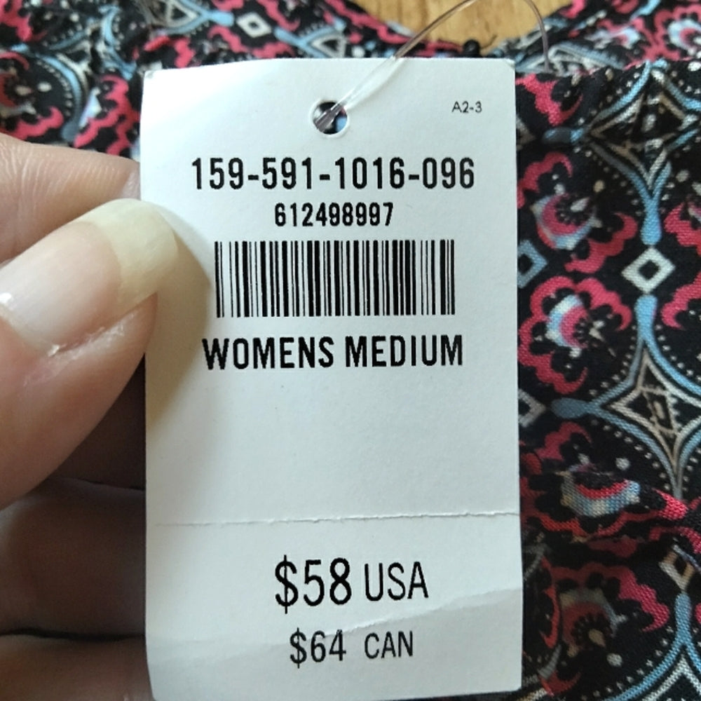 Abercrombie & Fitch Boho Black and Pink Cream Lace-Trim Romper Size Medium