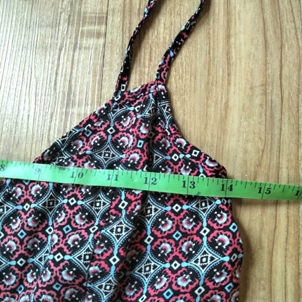 Abercrombie & Fitch Boho Black and Pink Cream Lace-Trim Romper Size Medium