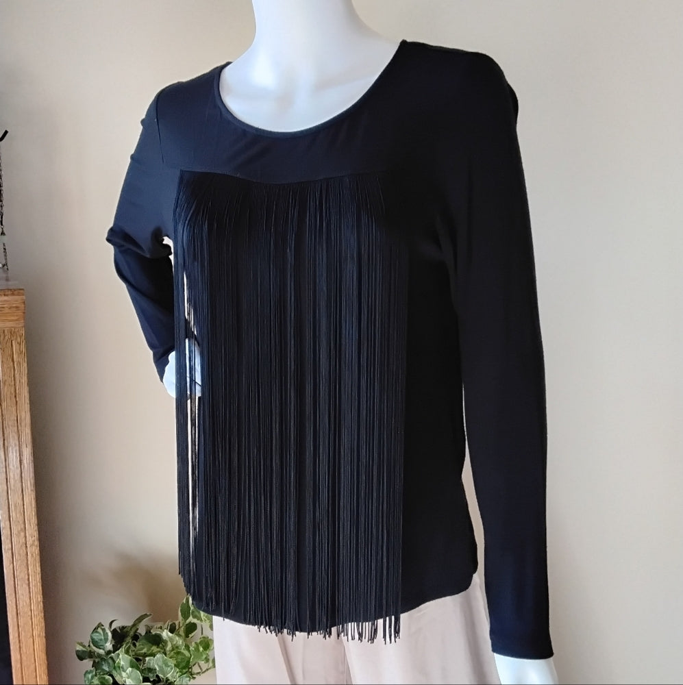 Skye's The Limit Statement Fringe Top – Sleek & Stylish  Sz M