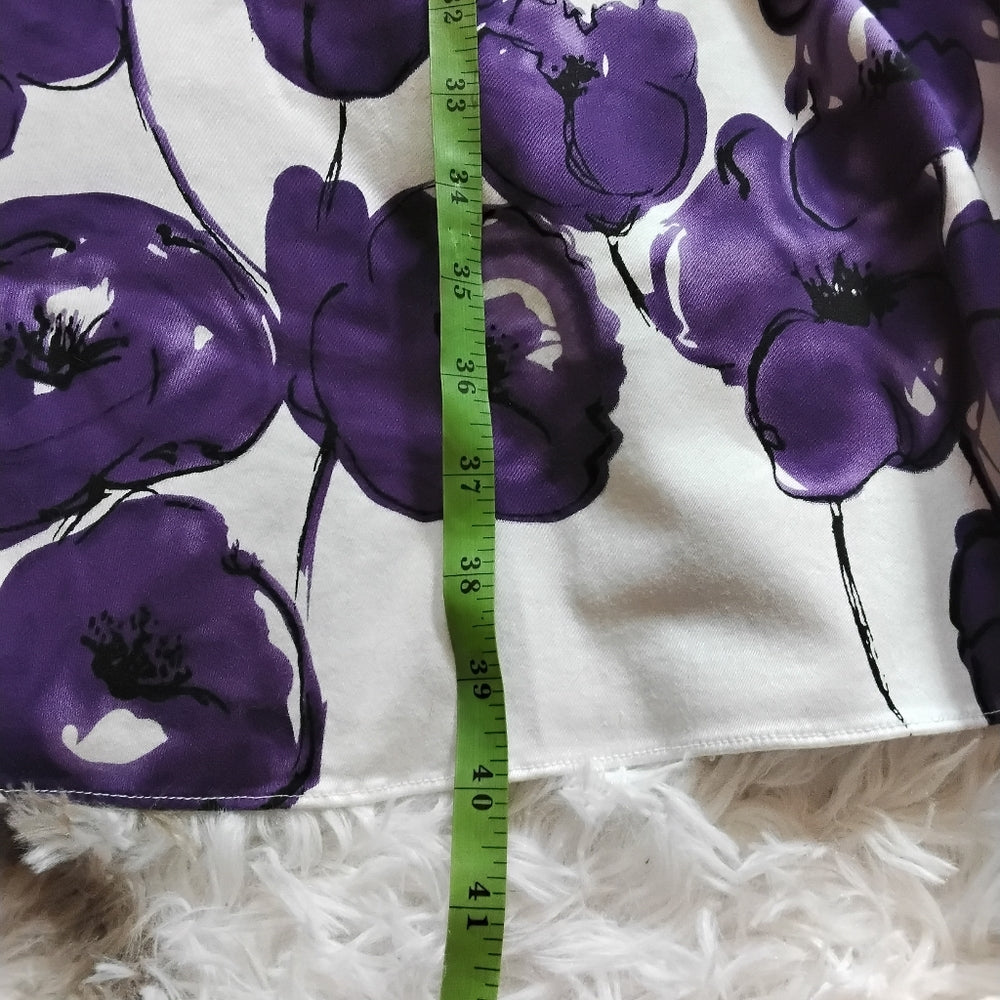 ALYN PAIGE White & Purple Floral Midi Dress – Size 7/8