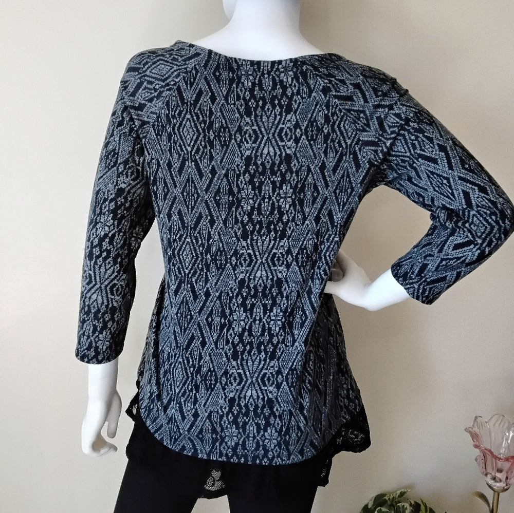 French Laundry Geometric Lace-Trim Tunic – Size S