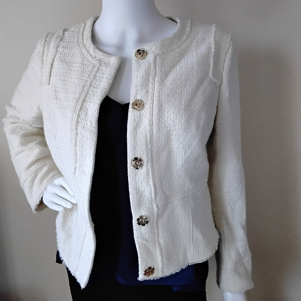 White House Black Market Textured Button-Front Jacket – Size 6