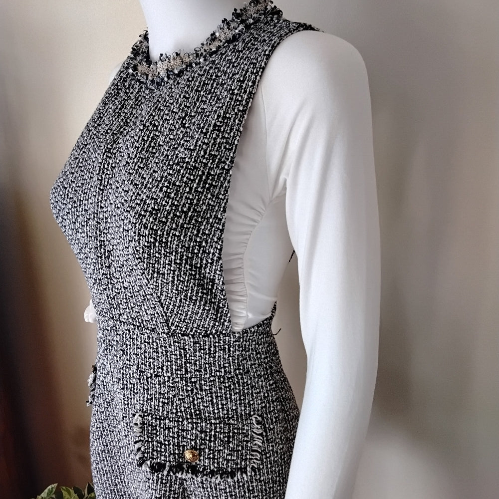 Shein Tweed Sleeveless Romper w/Fringed Hem Sz M