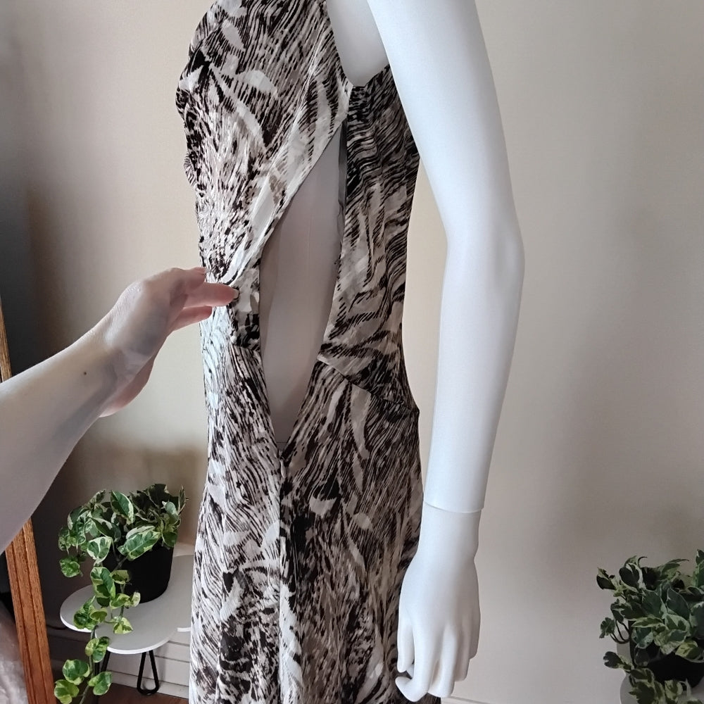 Evan-Picone Brown & Cream Abstract Midi Dress – Size 10