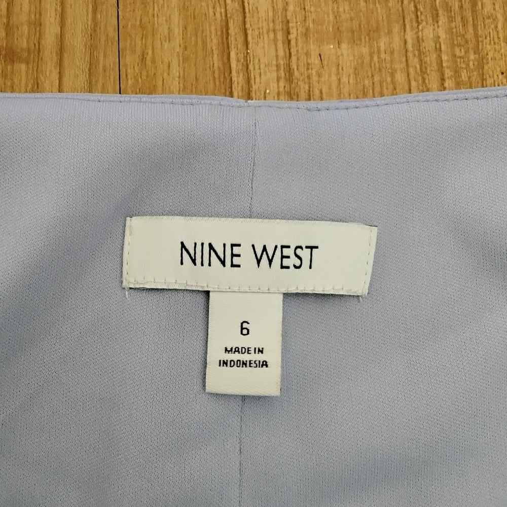 Nine West Light Purple Floral Belted Midi Dress – Sheer Long Sleeves – Sz 6