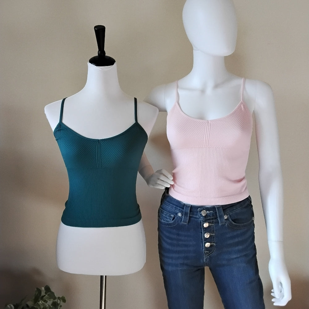 No Boundaries Ribbed Bralette-Style Spaghetti Strap Tops Bundle – XS