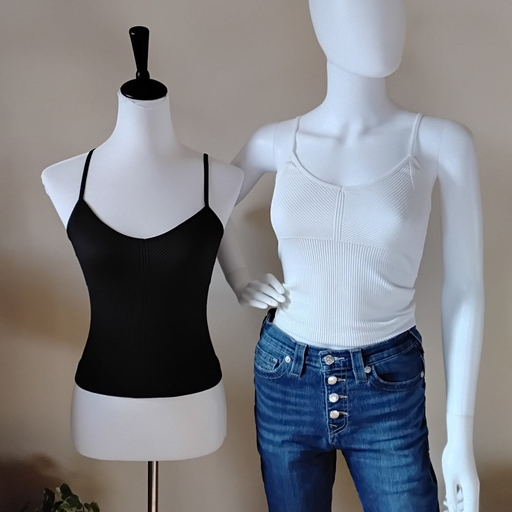 No Boundaries Ribbed Bralette-Style Spaghetti Strap Tops Bundle – XS