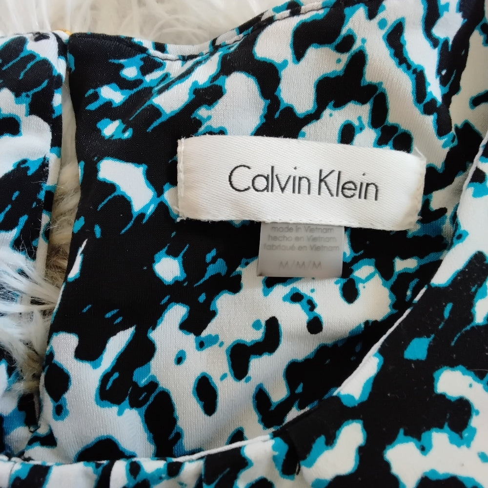 Calvin Klein Abstract Sleeveless Top w/ Gold Logo – Size M