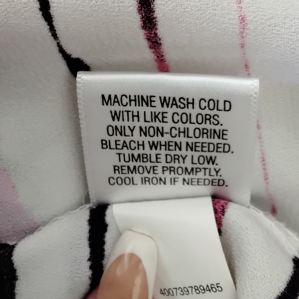 APT. 9 Pink, White, & Black Petite Striped Hi-Lo Pleated Tank – Office Chic PS