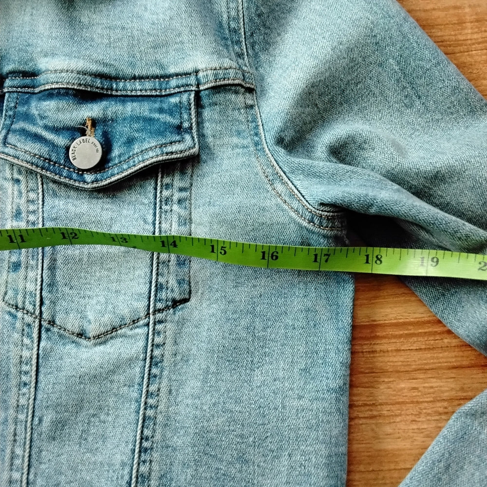 Frayed Cropped Denim Jacket by BLACK LABEL C’EST TOI – Size Small