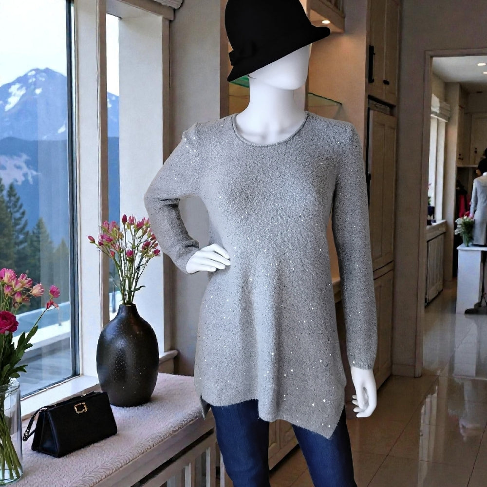 Apt. 9 Sparkling Scoop Neck Asymmetrical Cut Sweater Size Medium