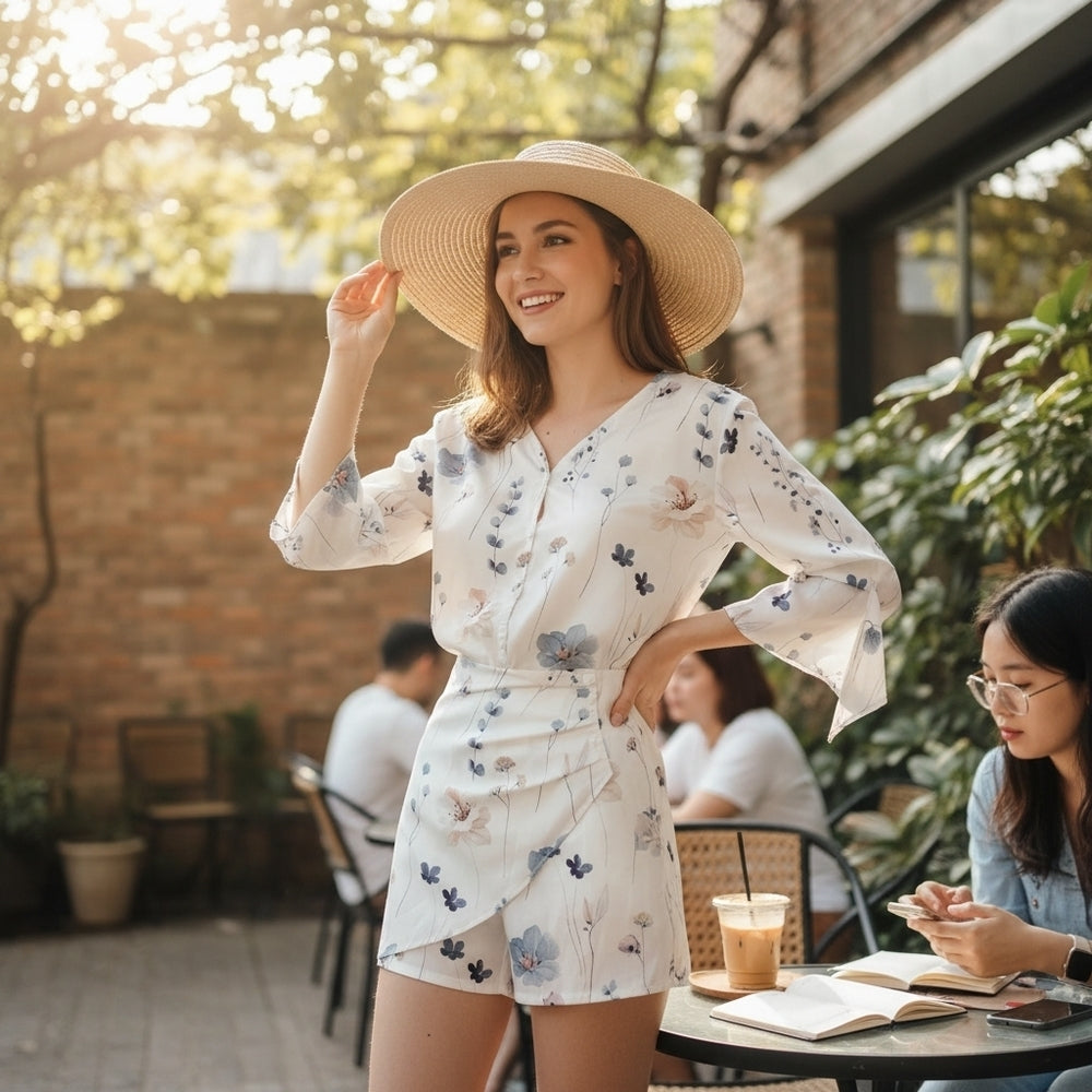 Floral Two-Piece Set – NWOT – Skort & Blouse – Size L