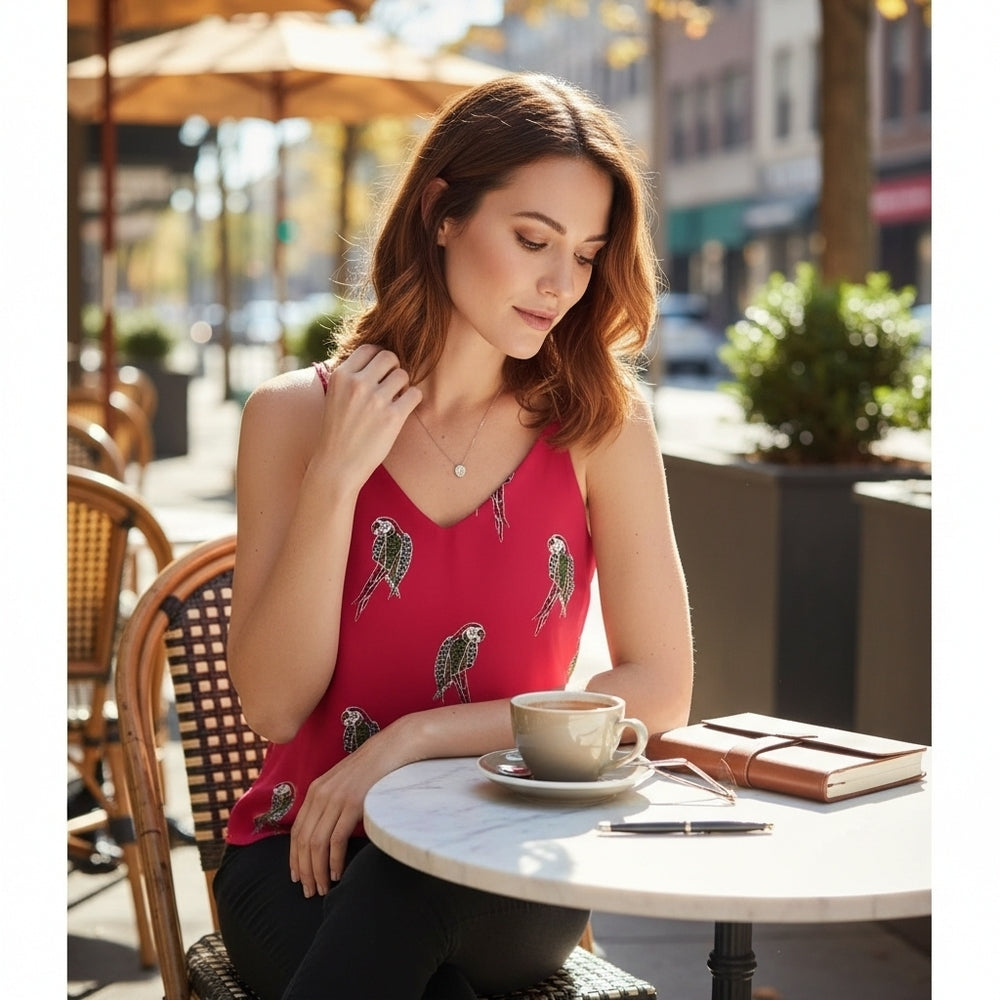 LOFT Petites Red Parrot Print Camisole – NWT – Size MP