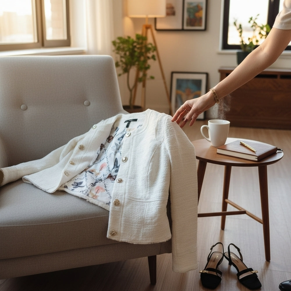 White House Black Market Textured Button-Front Jacket – Size 6