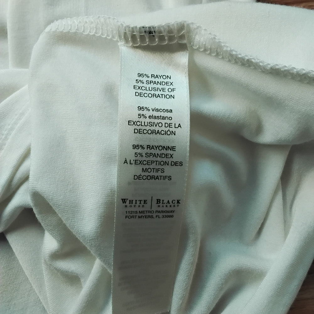 White House Black Market Sleek White Short Sleeve Top Sz Xs