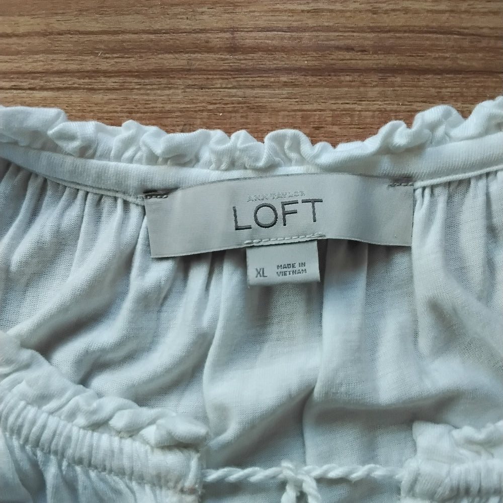 LOFT White Sleeveless Boho Top w/Pastel Tassels Sz XL