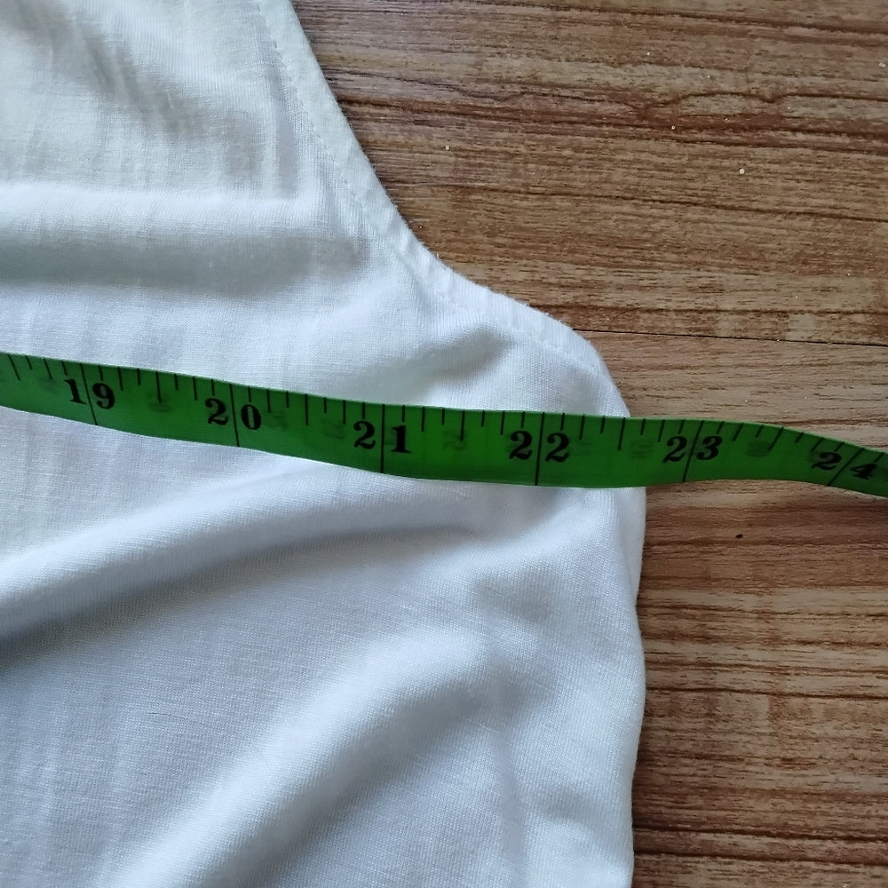 LOFT White Sleeveless Boho Top w/Pastel Tassels Sz XL