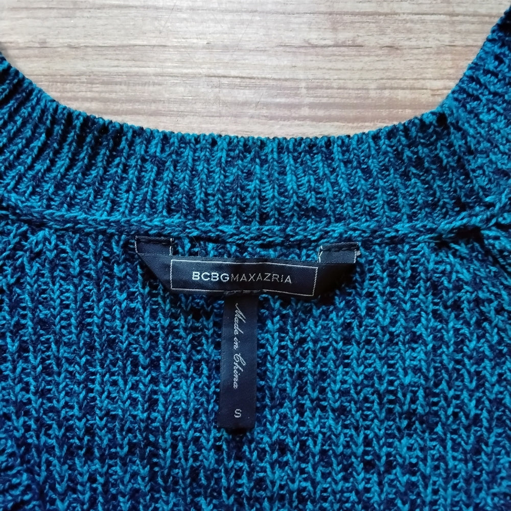 BCBG MaxAzria V-neck Thick Teal Sweater Sz Small
