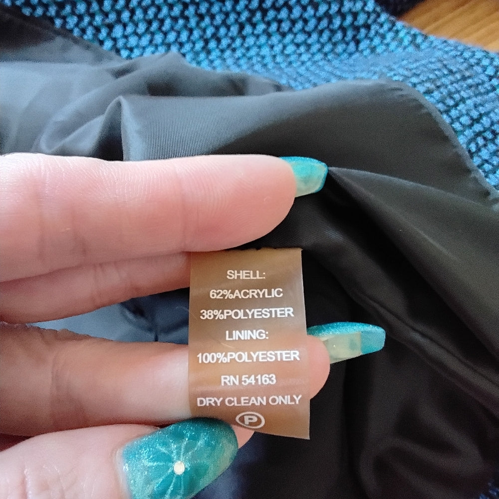 Calvin Klein Tailored Blue Houndstooth Blazer Sz 6