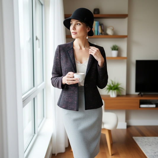 Kasper Tailored Deep Red & Black Trim Textured Blazer Sz 2P